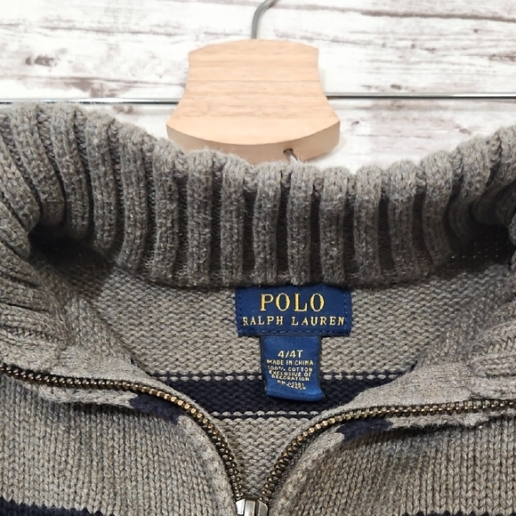 Polo by Ralph Lauren Boys Navy Blue and Gray Zip-Up Sweater - Picture 5 of 5